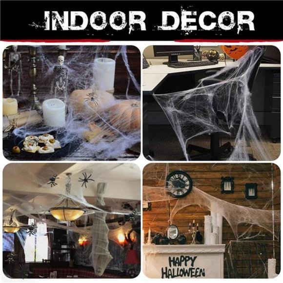 1400 sqft Halloween Spider Webs Decorations with 150 Extra Fake Spiders - Picture 6 of 6